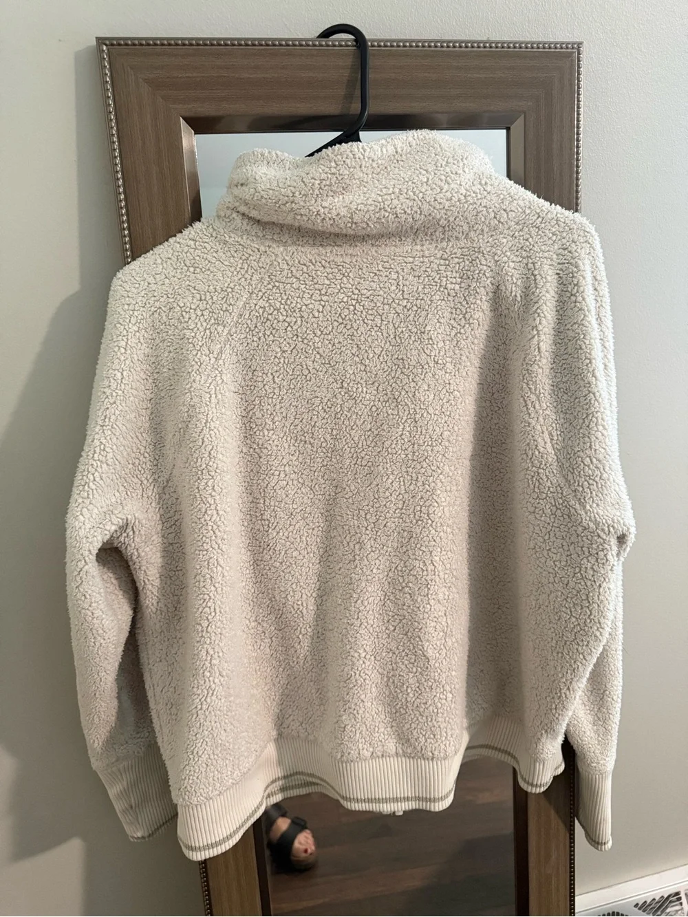 Athleta white fuzzy full zip